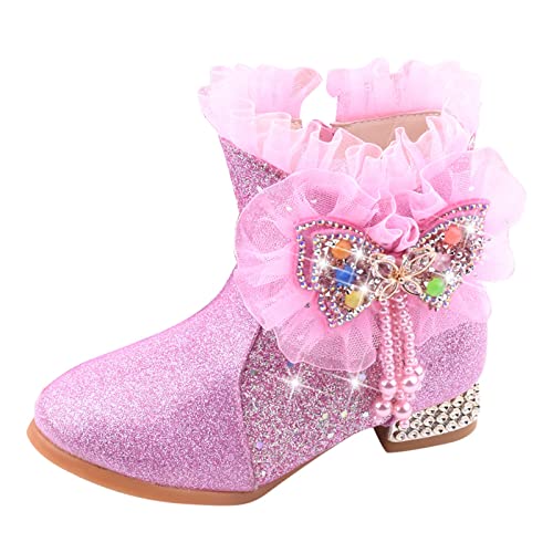 Generisch Winterstiefel Jungs Kleinkind Schuhe Kurze Stiefel Mädchen Stiefeletten Baumwollschuhe Prinzessin Schuhe Schuhe Silber (Pink, 36 Big Kids) von Generisch
