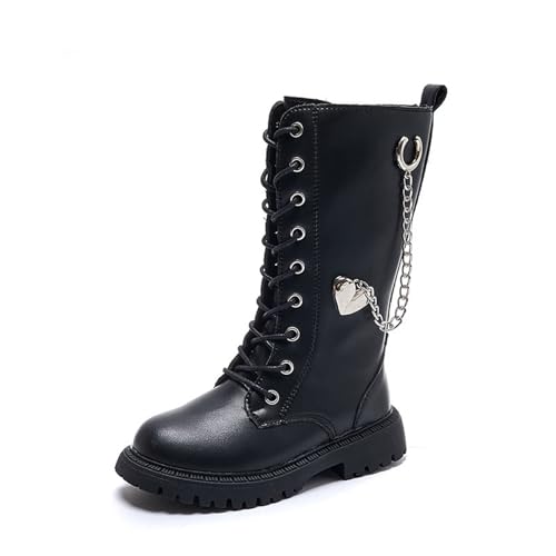 Generisch Winterstiefel Kinder Leder Stiefel weiche Sohle Reitstiefel Kniehohe Causal Klassische Lederstiefel mittlere hohe Profilsohle Dicke Winter Schneeschuhe mit Reißverschluss von Generisch