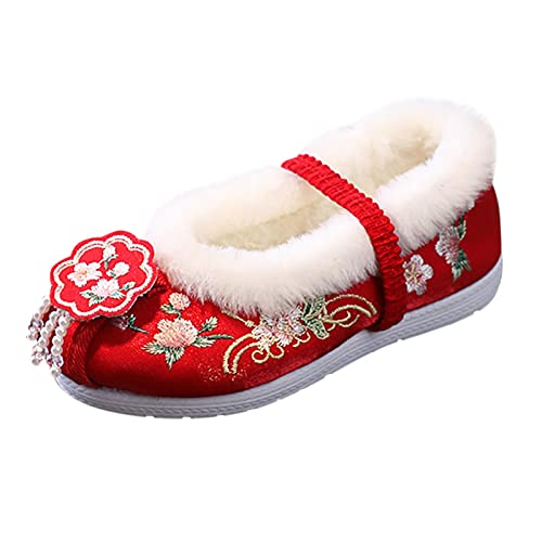 Generisch Winterstiefel Mädchen Baumwolle Schuhe Kostüm Schuhe Kinder Baby Tuch Schuhe Neujahr Kleidung Schuhe (Red, 31.5 Little Child) von Generisch