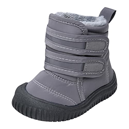 Generisch Winterstiefel Mädchen Hook Loop Low Cut Stiefel wasserdichte Stoff Schneestiefel Kinder Winterschuhe Mädchen Jungen Outdoor Stiefel (Grey, 25 Toddler) von Generisch