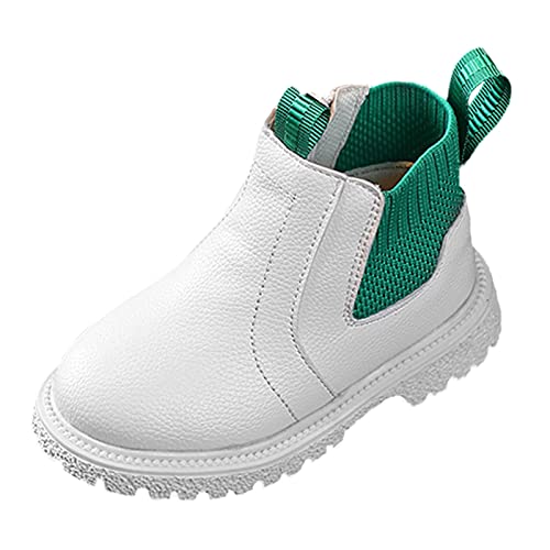 Generisch Winterstiefel Mädchen Jungen Kinder Stiefeletten Kinder Low Heel Booties Mode seitlicher Reißverschluss Kurze Flache Schuhe (White, 24 Toddler) von Generisch