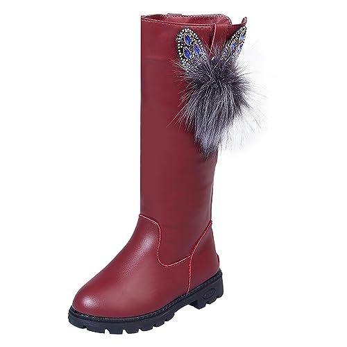 Generisch Winterstiefel Mädchen Kinderschuhe Bequeme weiche Sohle Stiefel Mode hohe Stiefel Mädchen Prinzessin Stiefel (27.5 Little Child) von Generisch