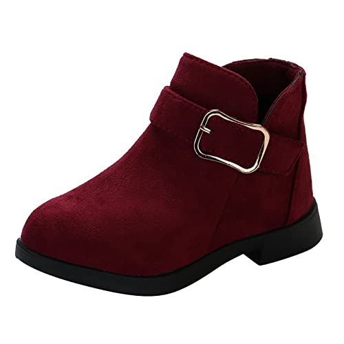 Generisch Winterstiefel Mädchen Mädchen Schuhe Mode Einfarbig Kurze Stiefel rutschfeste Atmungsaktive Nude Damen Stiefel (Red, 33 Big Kids) von Generisch