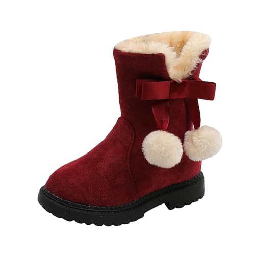 Generisch Winterstiefel Mädchen Schneestiefel für Mädchen im Winter, Dicke Sohle, rutschfest, warm, bequem, einfarbig, mit Reißverschluss (Red, 27 Toddler) von Generisch