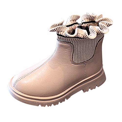 Generisch Winterstiefel Mädchen Schuhe Einfarbig Kurze Stiefel Schuhe Mode rutschfeste Atmungsaktive Nude Damen Stiefel (28 Little Child) von Generisch