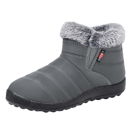 Generisch Winterstiefel aus Baumwolle, verdickte Baumwollstiefel, kältebeständig und warm, lässige Kurze Damenstiefel Schuhe Damen Sandaletten Schwarz (Grey, 39) von Generisch