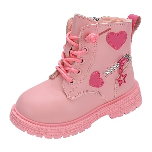 Generisch Winterstiefel aus Leder für Kinder mit Schnürung, stilvolle, farblich passende Stiefel mit seitlichem Reißverschluss Schneeschuhe 34 (33 Big Kids) von Generisch