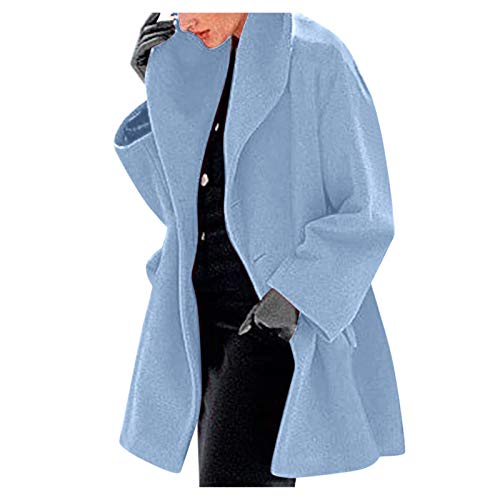 Generisch Wollmantel Damen Winddicht Winter Wollmantel Übergangsmantel Einfarbige Lang Braun Trenchcoat Windjacke Warm Elegante Wintermantel Outdoorjacke Beige mit Knopf Damenmantel Freizeitjacke von Generisch