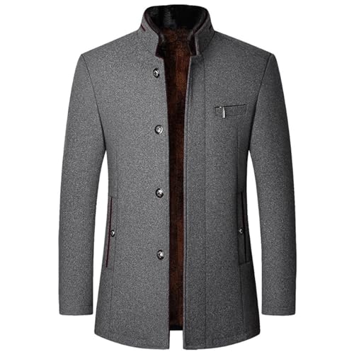 Generisch Wollmantel Herren Lang, Wintermantel Herren Warm Business Vintage Mit Taschen Wollmantel Lang Dicke Wintermantel Regular Fit Warm Tweed Jacke Schwarz Slim Fit Winterjacken von Generisch
