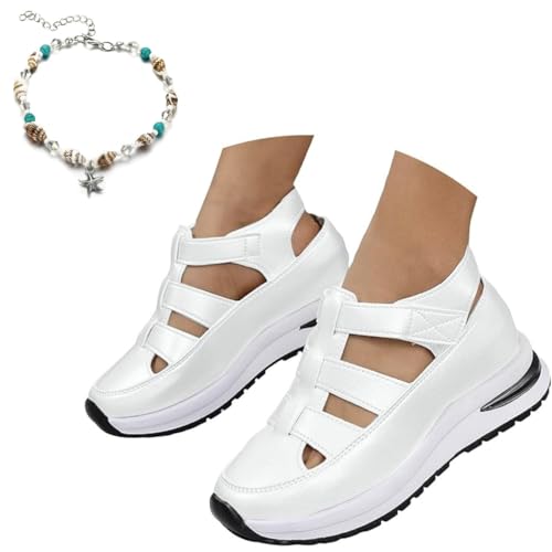 Generisch Women'S Plus Size Hollow Out Casual Sandals,Closed Toe Platform Height Boosting Sandal,Sandals with Arch Support von Generisch