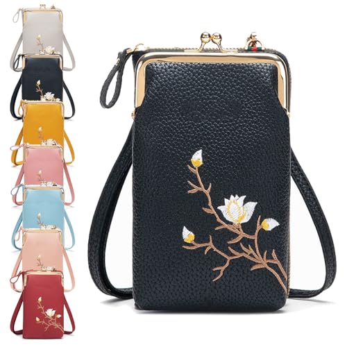 Generisch Women Sling Cross-Body Wallet, Indefinitet Women Sling Cross-Body Wallet with Mobile Cell Phone Holder (Black) von Generisch