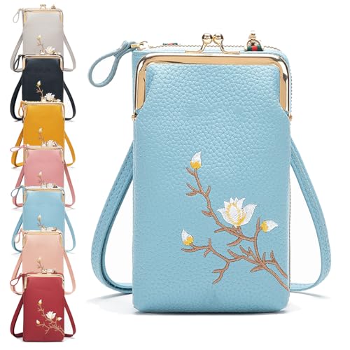 Generisch Women Sling Cross-Body Wallet, Indefinitet Women Sling Cross-Body Wallet with Mobile Cell Phone Holder (Blue) von Generisch