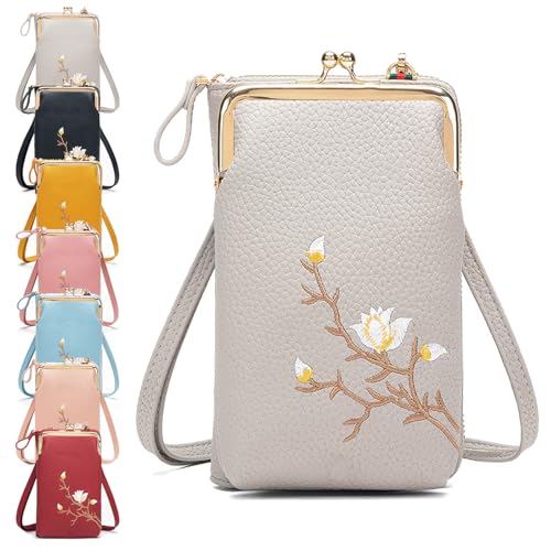 Generisch Women Sling Cross-Body Wallet, Indefinitet Women Sling Cross-Body Wallet with Mobile Cell Phone Holder (Gray) von Generisch