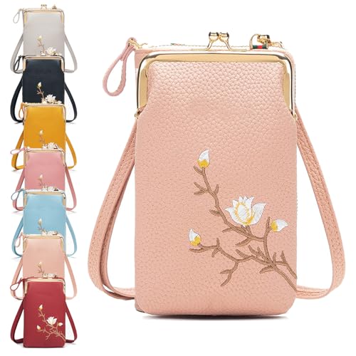 Generisch Women Sling Cross-Body Wallet, Indefinitet Women Sling Cross-Body Wallet with Mobile Cell Phone Holder (Light Pink) von Generisch
