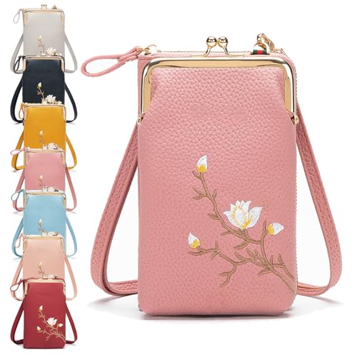 Generisch Women Sling Cross-Body Wallet, Indefinitet Women Sling Cross-Body Wallet with Mobile Cell Phone Holder (Pink) von Generisch