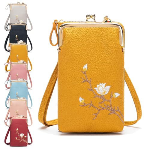 Generisch Women Sling Cross-Body Wallet, Indefinitet Women Sling Cross-Body Wallet with Mobile Cell Phone Holder (Yellow) von Generisch