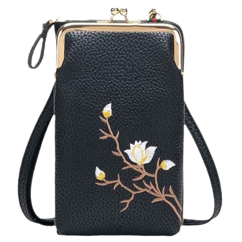 Generisch Women Sling Cross-Body Wallet with Mobile Cell,Mini Leather Shoulder Bag with Credit Card Slots,Crossbody Bags for Women Travel (Black) von Generisch