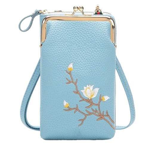 Generisch Women Sling Cross-Body Wallet with Mobile Cell,Mini Leather Shoulder Bag with Credit Card Slots,Crossbody Bags for Women Travel (Blue) von Generisch