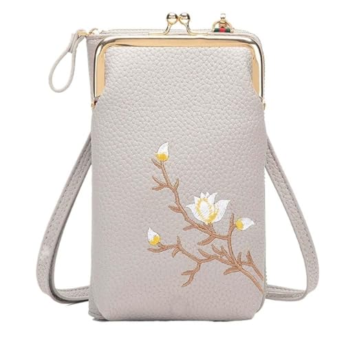 Generisch Women Sling Cross-Body Wallet with Mobile Cell,Mini Leather Shoulder Bag with Credit Card Slots,Crossbody Bags for Women Travel (Grey) von Generisch