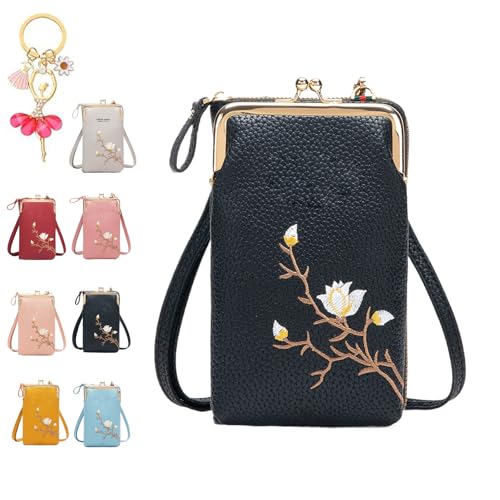 Generisch Women Sling Cross-Body Wallet with Mobile Cell Phone Holder, Cellphone Crossbody Purse, with Multiple Card Slots Pocket (Black) von Generisch