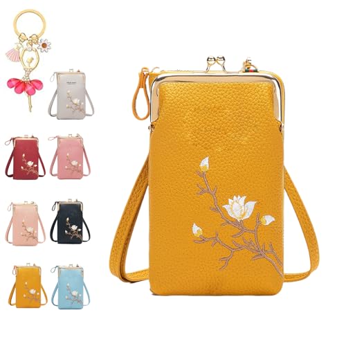 Generisch Women Sling Cross-Body Wallet with Mobile Cell Phone Holder, Cellphone Crossbody Purse, with Multiple Card Slots Pocket (Yellow) von Generisch