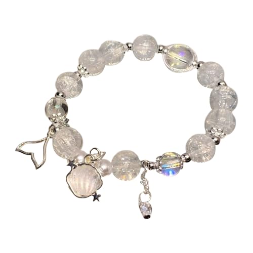 Generisch Women's Bracelet Imitation Pendant Smooth Elastic Regular Suitable For Women's Birthday Delicate Lightweight Wrist Bracelet Jewelry Armbanduhr Außergewöhnlich (White, A) von Generisch