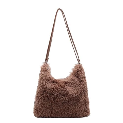 Generisch Women's Large Capacity Fluffy Tote Bag,Winter Fall Warm Backpack,Cozy Fuzzys Plush Handbag for Daily Use Shopping (Brown) von Generisch