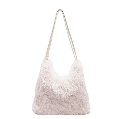 Generisch Women's Large Capacity Fluffy Tote Bag,Winter Fall Warm Backpack,Cozy Fuzzys Plush Handbag for Daily Use Shopping (White) von Generisch