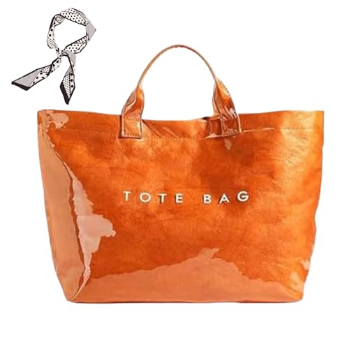 Generisch Women's Letters Print Tote Bag,PVC Trendy Tote for Women,Trendy Plastic Tote Bag,Clear Hobo Handbag (G) von Generisch