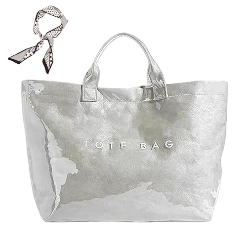 Generisch Women's Letters Print Tote Bag,PVC Trendy Tote for Women,Trendy Plastic Tote Bag,Clear Hobo Handbag (K) von Generisch