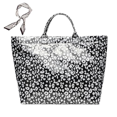 Generisch Women's Letters Print Tote Bag,PVC Trendy Tote for Women,Trendy Plastic Tote Bag,Clear Hobo Handbag (P) von Generisch