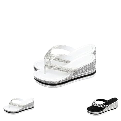 Generisch Women's Lightweight Comfortable Non-Slip Wedge Sandals Plat form Boho Orthopedic Flip Flops with Arch Support (White,41) von Generisch