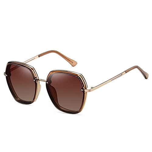 Generisch Women's Polarized Metal Large Frame Driving Sunglasses Outdoor Vacation Commuter Trend UV400 Sunglasses Gift(C) von Generisch