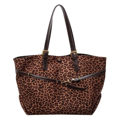 Generisch Women's Suede Tote Shoulder Bag,Leopard Tote Bag,top handle Brown Vintage Hobo Bag Large Capacity,Leopard Shoulder Fall Trendy Handbag (Leopard print-A) von Generisch
