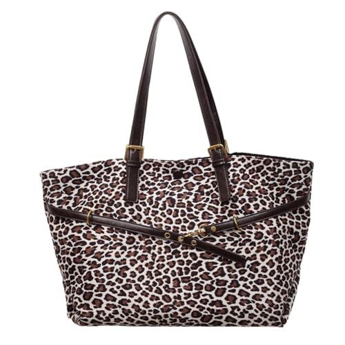 Generisch Women's Suede Tote Shoulder Bag,Leopard Tote Bag,top handle Brown Vintage Hobo Bag Large Capacity,Leopard Shoulder Fall Trendy Handbag (Leopard print-B) von Generisch