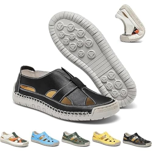 Generisch Women's Summer Fisherman Sandals Adjustable Lightweight Non-Slip Beach Sandals Closed Toe Comfortable Soft Sole Flat Sandals (black,41) von Generisch