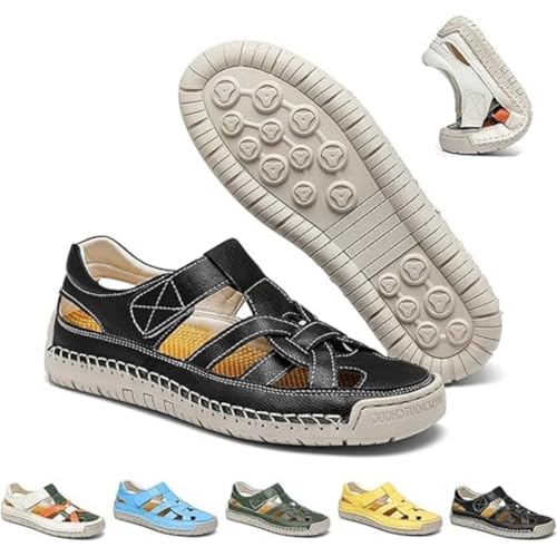 Generisch Women's Summer Fisherman Sandals Adjustable Lightweight Non-Slip Beach Sandals Closed Toe Comfortable Soft Sole Flat Sandals (black a,41) von Generisch