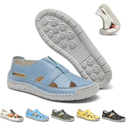 Generisch Women's Summer Fisherman Sandals Adjustable Lightweight Non-Slip Beach Sandals Closed Toe Comfortable Soft Sole Flat Sandals (blue,41) von Generisch