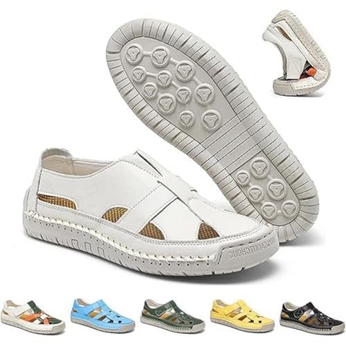 Generisch Women's Summer Fisherman Sandals Adjustable Lightweight Non-Slip Beach Sandals Closed Toe Comfortable Soft Sole Flat Sandals (white,42) von Generisch