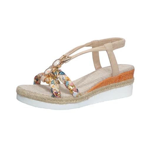 Generisch Women's Summer Wedge Sandals Breathable Anti Slip Open Toe Platform Heel Comfy Semi Trailer Sandals von Generisch