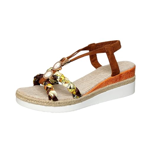 Generisch Women's Summer Wedge Sandals Breathable Anti Slip Open Toe Platform Heel Comfy Semi Trailer Sandals von Generisch