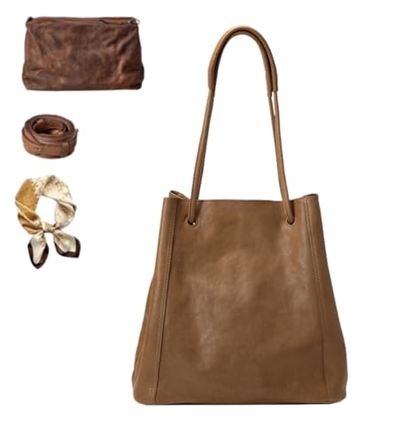 Generisch Womens Vegan PU Leather Soft Tote Bag, Large Capacity Retro Shoulder Bag, Simple Stylish Crossbody von Generisch