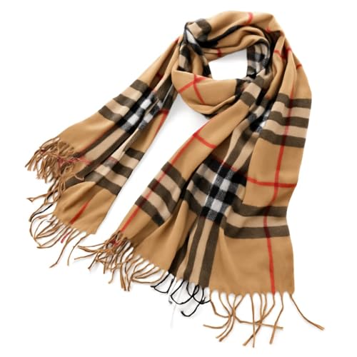 Generisch XXL Halstuch Damen & Herren – Weicher Winter Schal 200x70 cm – Kariert, warm & kuschelig – Unisex mit Fransen – 4 Farben (braun) von Generisch