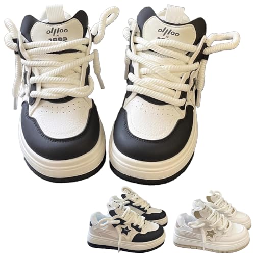 Generisch Y2K Aesthetic Chunky Platform Sneakers, Chunky Platform Sneakers, Walking Sneakerss for Women, for Daily wear (Black,38) von Generisch