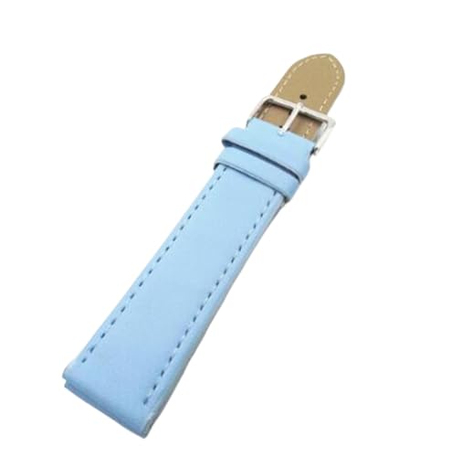 Generisch YGUKOJ 10 Farben Armband Uhr Leder Uhrenarmband 12mm 14mm 16mm 18mm 20mm 22mm 24mm Kompatibel mit Damen Herren Uhrenarmbändern Einfarbige Uhrengürtel(Blue,16mm) von Generisch