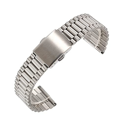 Generisch YGUKOJ 12mm 14mm 16mm 18mm 20mm Edelstahl Uhrenarmbänder Metall Business Ersatzarmband Kompatibel Mit Herren Damenuhr Mit Werkzeug(Silver,18mm) von Generisch