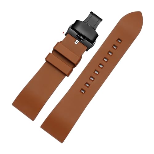 Generisch YGUKOJ 20 Mm, 22 Mm, 24 Mm Fluorkautschuk-Uhrenarmband, Schnellverschluss-Armband, Kompatibel Mit Uhren Jeder Marke(Brown black,24mm) von Generisch