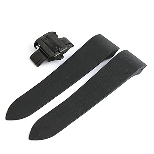 Generisch YGUKOJ 25 mm Silikon-Uhrenarmbänder, kompatibel mit W2020007 W2020008, wasserdichtes Armband, Kautschukarmband(Black Black Buckle) von Generisch