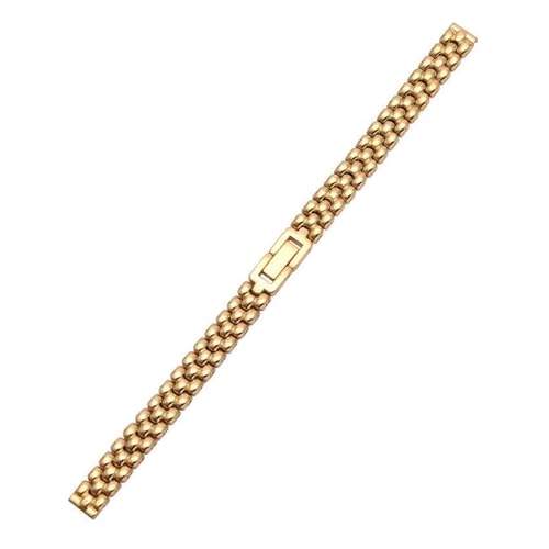 Generisch YGUKOJ Edelstahl-Armband 6mm 8mm 10mm Silber Goldenes Armband Ersatzgurt Kompatibel mit Größenwahldial-Damen-Mode-Uhr-Armband(Gold,8mm) von Generisch