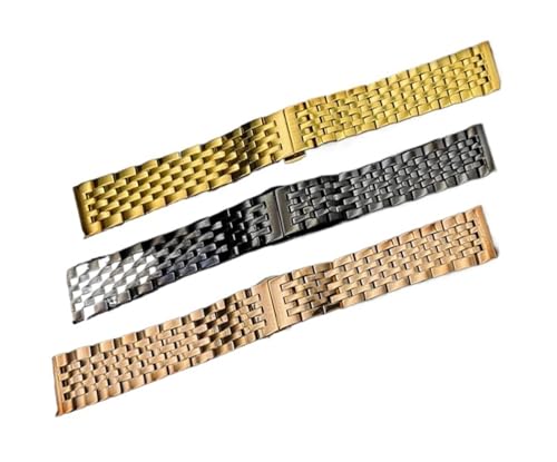 Generisch YGUKOJ Edelstahl Armbands Frauen Männer Armband 14mm 16mm 18mm 20mm 22mm 24mm silber gekrümmt Ende Uhr Band Strap Watch Zubehör(Rose gold,16mm) von Generisch